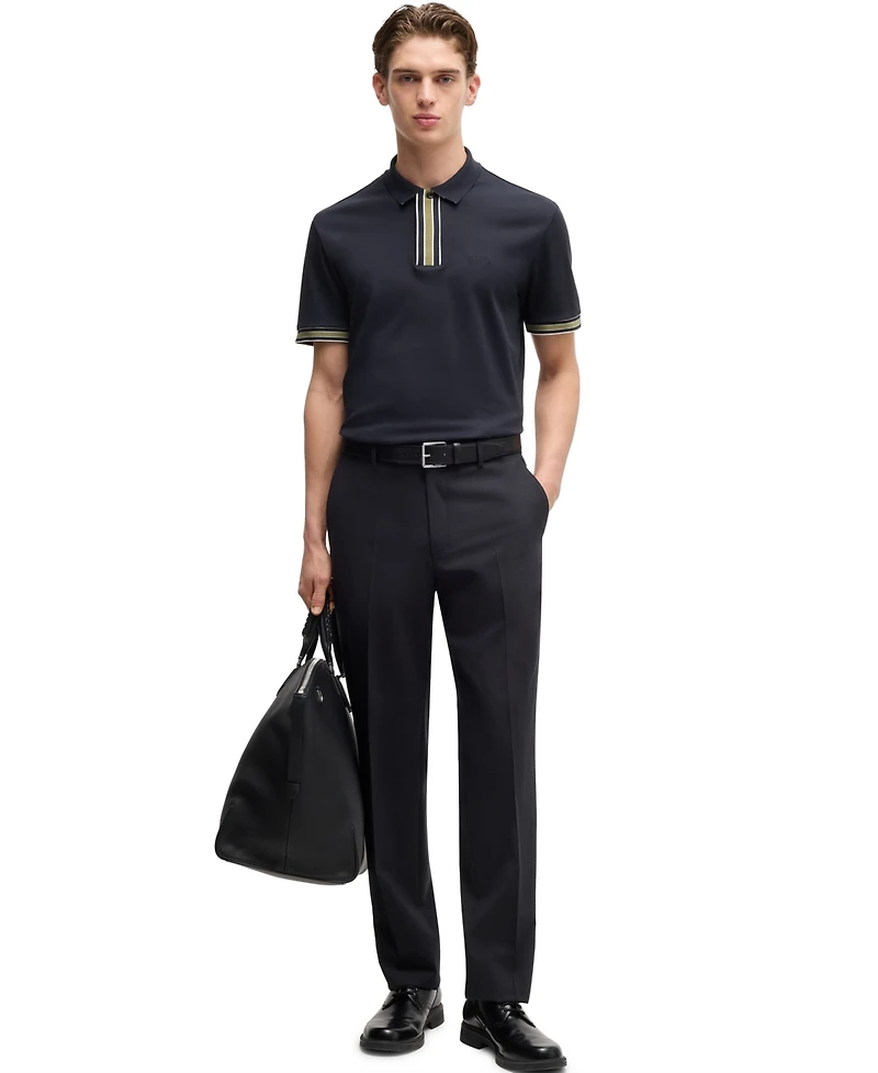 Boss by Hugo Men's Interlock-Cotton Contrast Tipping Polo