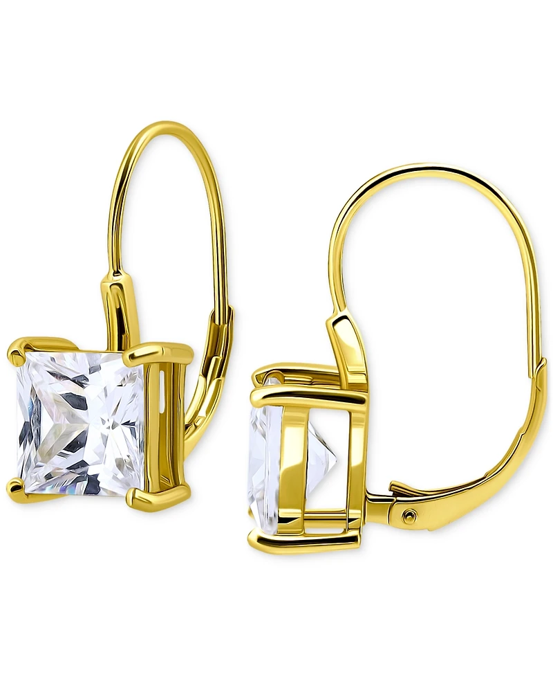Giani Bernini Cubic Zirconia Square Leverback Drop Earrings in 18k Gold-Plated Sterling Silver, Macy's Exclusive