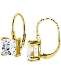 Giani Bernini Cubic Zirconia Square Leverback Drop Earrings in 18k Gold-Plated Sterling Silver, Macy's Exclusive
