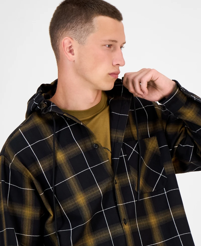 Hugo By Boss Men's Ebhood Cotton Plaid Hooded Shirt