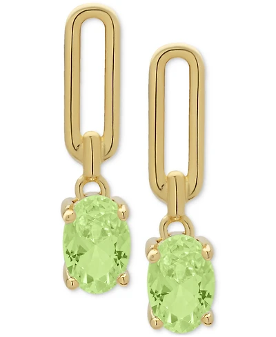 Peridot (1 ct. t.w.) Oval Drop Earrings in 14k Gold over Sterling Silver