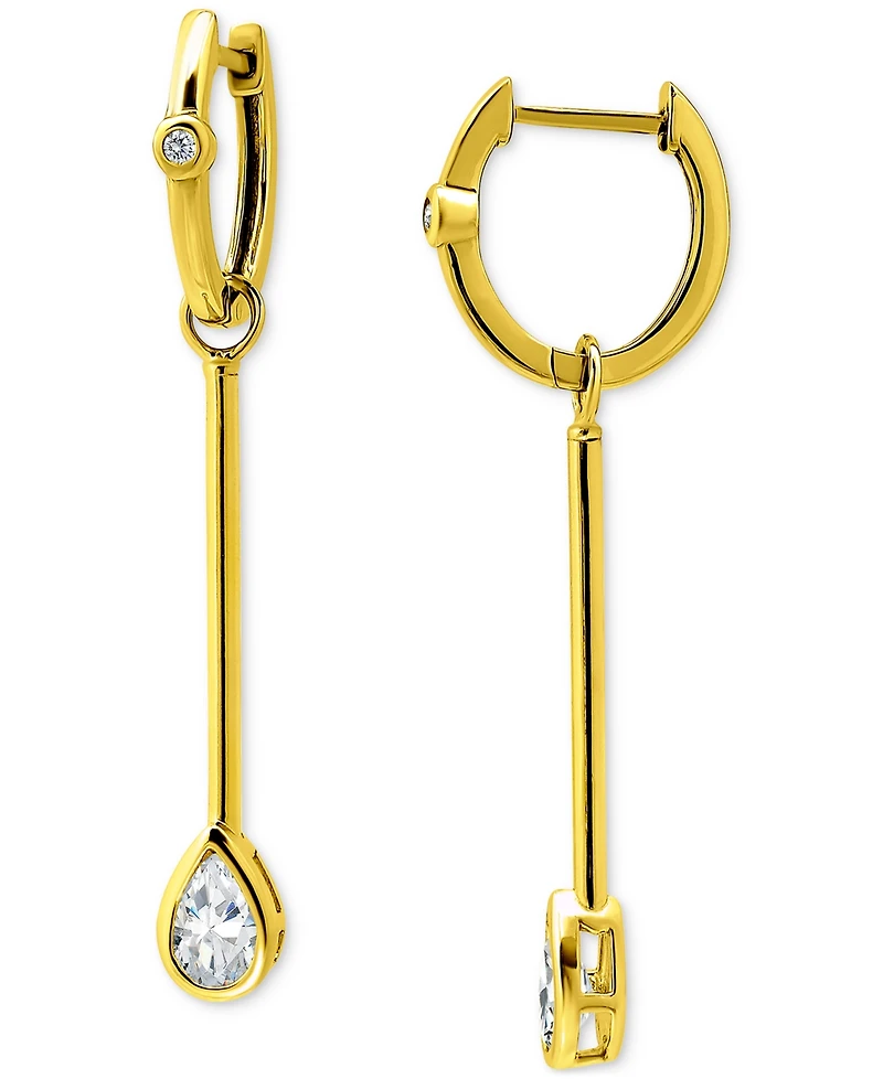 Giani Bernini Cubic Zirconia Pear Drop Linear Dangle Hoop Earrings in 18k Gold-Plated Sterling Silver, Macy's Exclusive