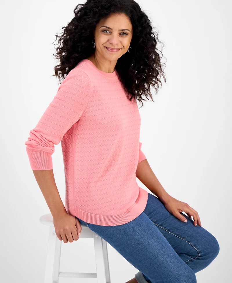 Style & Co Women's Curved-Hem Cotton Pullover Sweater, Macy's Exclusive