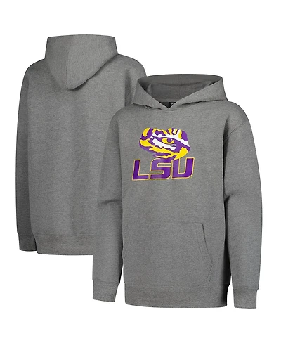Fanatics Unlabeled Big Boys and Girls Heather Gray Lsu Tigers Team Logo Fleece Pullover Hoodie