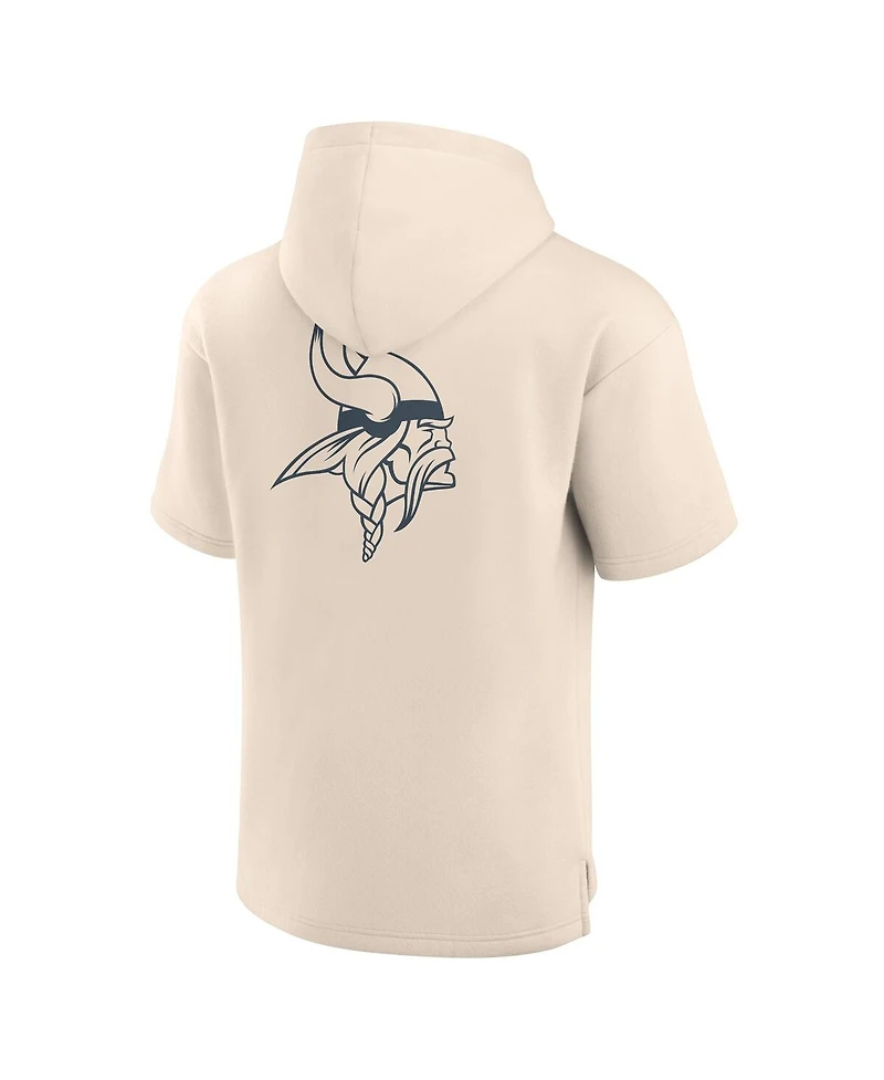 Fanatics Men's Cream Minnesota Vikings Elements Future Ground Lettering Short Sleeve Pullover Hoodie