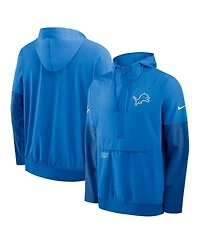 Nike Men's Blue Detroit Lions Sideline Anorak Half-Zip Hoodie Jacket