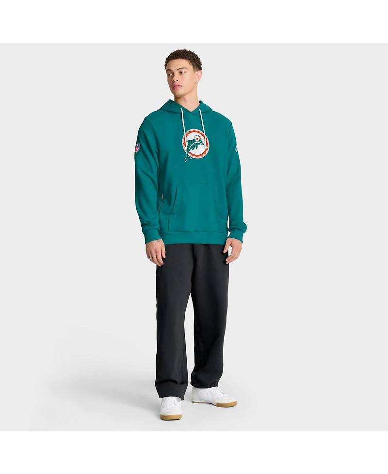 Nike Men's Aqua Miami Dolphins Sideline Offensive Set Play Performance Pullover Hoodie