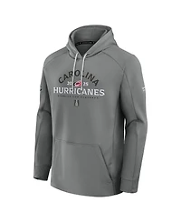 Fanatics Men's Gray Carolina Hurricanes 2025 Stanley Cup Playoffs Authentic Pro Rink Fly Fleece Pullover Hoodie