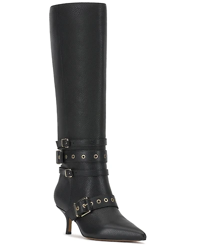 Vince Camuto Women's Tyleen Knee-High Kitten-Heel Moto Dress Boots
