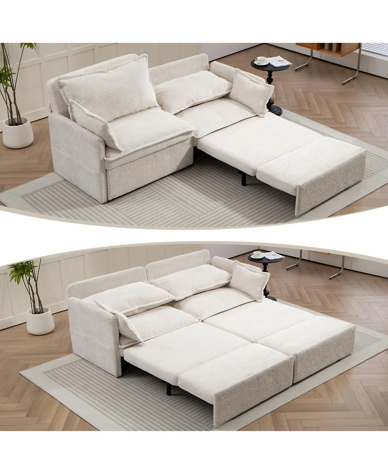 Streamdale Furniture Pull-Out Corduroy Sleeper Sofa Bed w/ Storage & Usb