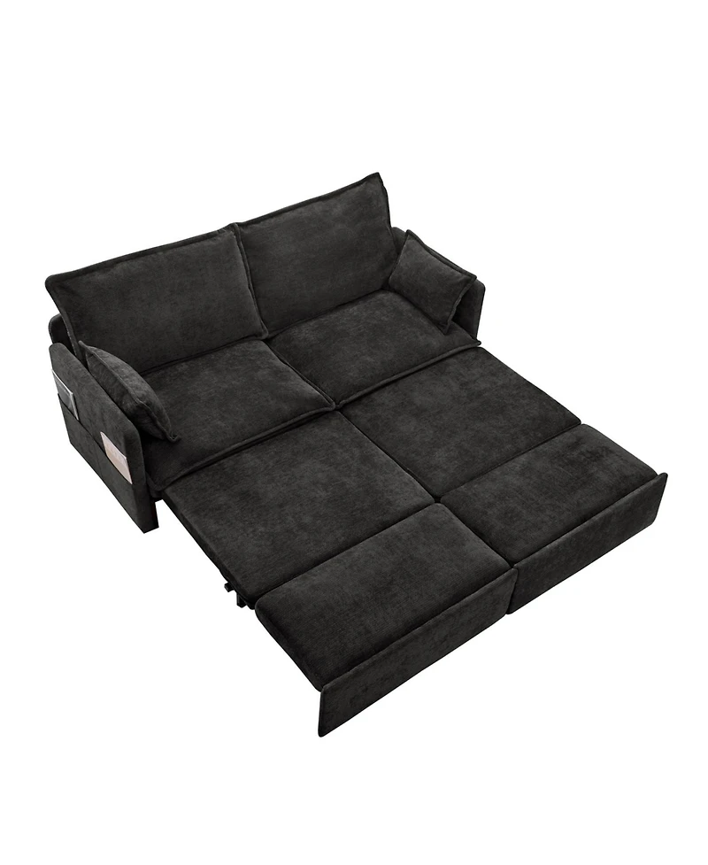 Streamdale Furniture 73.6" Pull Out Sofa Bed Chenille Sleeper Couch w/ Storage & Usb