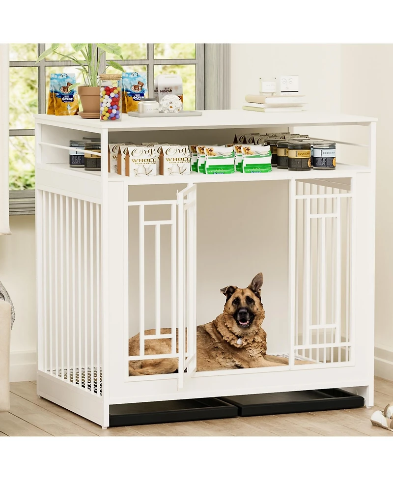 Streamdale Furniture 43" Dog Crate Furniture with Storage White