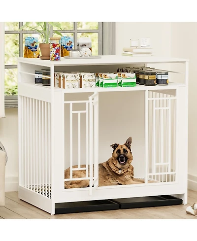 Streamdale Furniture 43" Dog Crate Furniture with Storage White