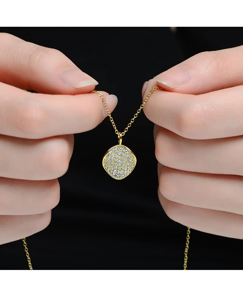 Rachel Glauber 14K Gold Plated with Clear Cubic Zirconia Pendant Necklace