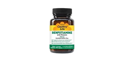 Country Life Vitamin B1 with Benfotiamine, 60 Vcaps