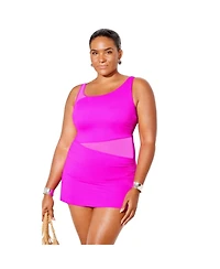 Swimsuits for All Women's Mesh Panel Underwire Swimdress