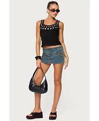 Edikted Women's Ronan Zip Up Denim Mini Skort