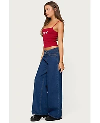 Edikted Women's Edie Belt Detail Low Rise Jeans