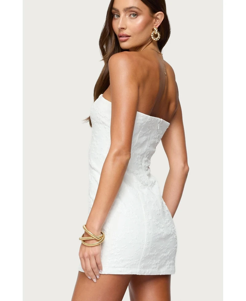 Edikted Women's Textured Flowers Strapless Mini Dress