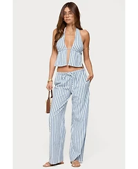 Edikted Women's Macey Striped Split Front Backless Top