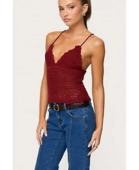 Edikted Women's Delila Crochet V Neck Top