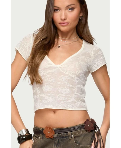 Edikted Women's Kristal Twist Front V Neck Top