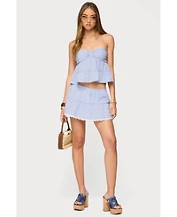Edikted Women's Dora Striped Linen Look Mini Skirt
