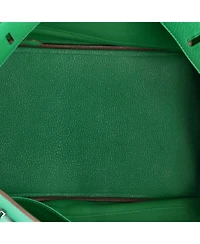 Pre-Owned Hermes Birkin 35 Handbag Green Clemence with Palladium Hardware