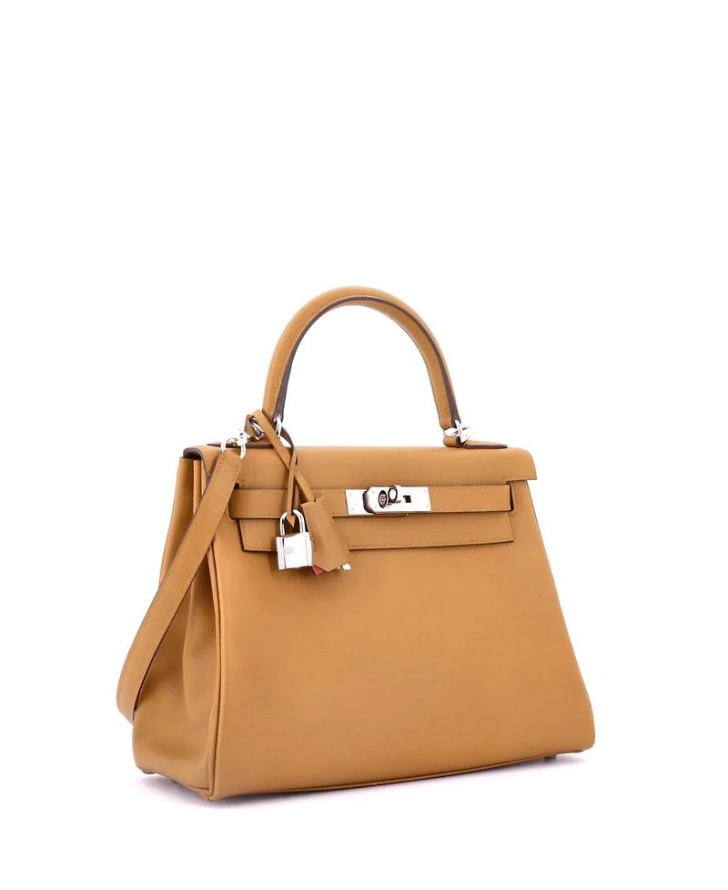 Pre-Owned Hermes Kelly 28 Handbag Verso Evercolor with Palladium Hardware