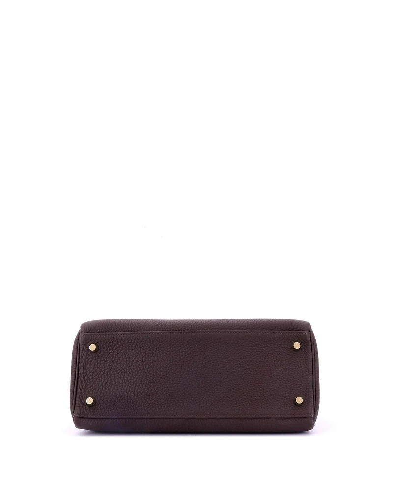 Pre-Owned Hermes Kelly 28 Handbag Brown Togo with Gold Hardware