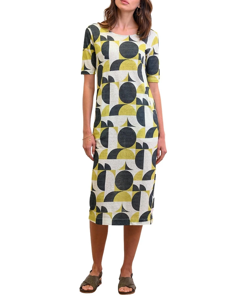 Celtic & Co. Women's Linen Blend Button Back Midi Dress