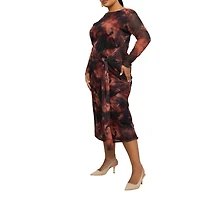 Fashion-szn Curve Women's Tie Dye Print Mesh Midi Dress