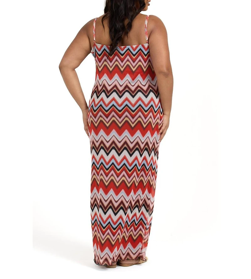 Fashion-szn Curve Women's Retro Print Mesh Maxi Dress
