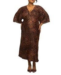 Fashion-szn Curve Women's Leopard Print Midi Dress