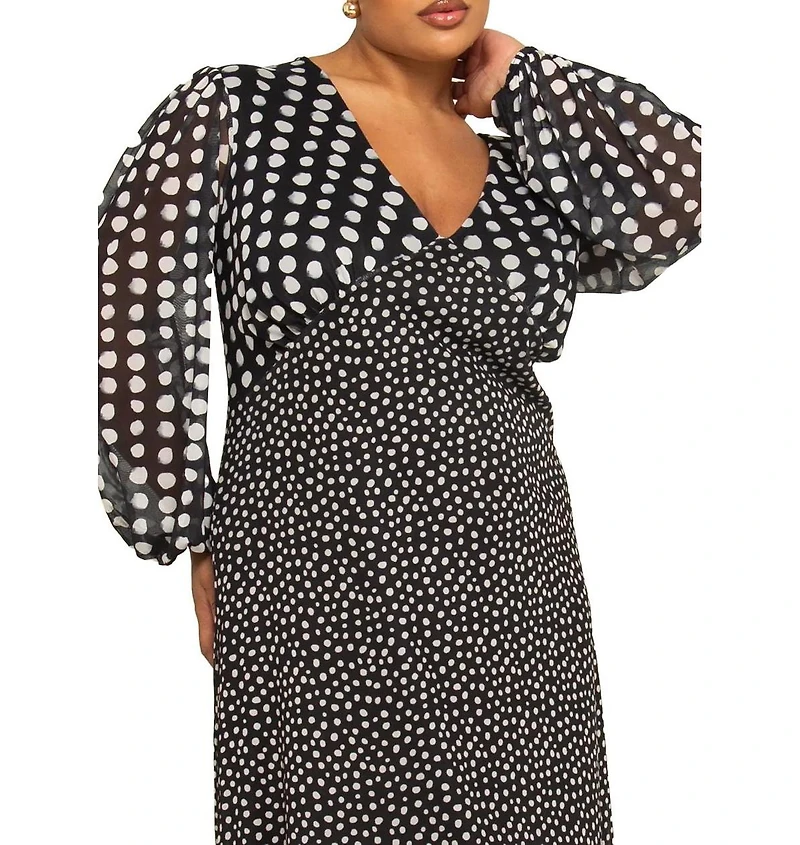 Fashion-szn Curve Women's Polka Dot Midi Dress
