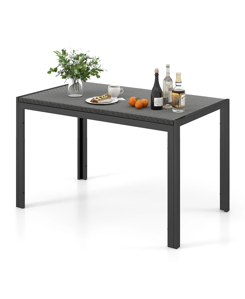 Rectangular Wicker Patio Dining Table for Outdoor Deck or Garden Seating