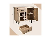 Buffet Sideboard with 2 Doors, Drawer, and Built-In 6-Bottle Wine Rack