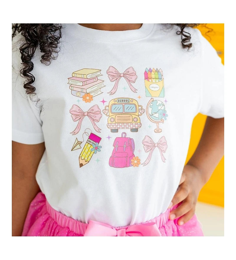 Sweet Wink Little and Big Girls Coquette School Doodle Short Sleeve T-Shirt