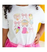 Sweet Wink Little and Big Girls Coquette School Doodle Short Sleeve T-Shirt