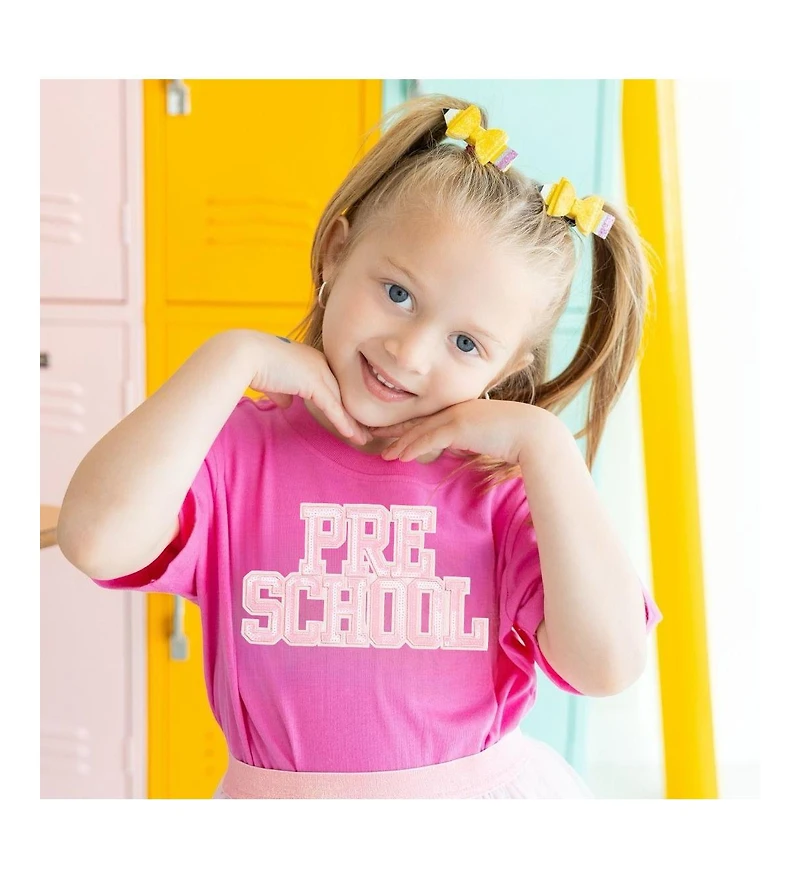 Sweet Wink Toddler Girls Preschool Sequin Patch Short Sleeve T-Shirt