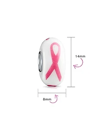Bling Jewelry Set of 3 Pink Ribbon Breast Cancer Survivor Cz Glass Solid Crystal Spacer Charm Bead Sterling Silver