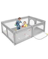 Slickblue Extra-Large Baby Playpen with Safety Fence and 50 Colorful Ocean Balls