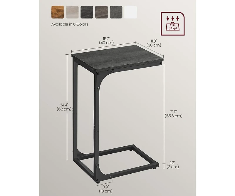 Slim C-Shaped End Table for Sofa or Bedside Use, Ideal as Snack Tv Tray