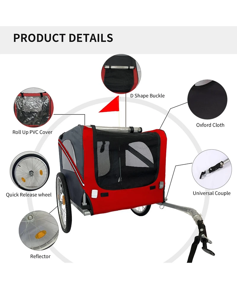 Streamdale Furniture Outdoor Heavy Duty Foldable Utility Pet Stroller Dog Carriers Bicycle Trailer
