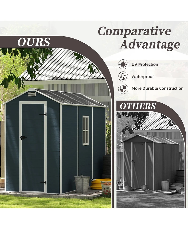 Streamdale Furniture 4x8 Resin Storage Shed - Waterproof Uv Proof Dark Gray