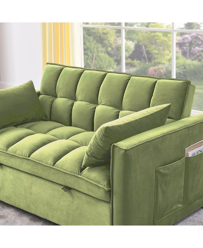 Streamdale Furniture Velvet Green 54" Sleeper Sofa with Adjustable Back