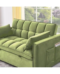 Streamdale Furniture Velvet Green 54" Sleeper Sofa with Adjustable Back
