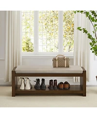 Streamdale Furniture 47" Padded Bench with Shoe Rack - Granite Linen