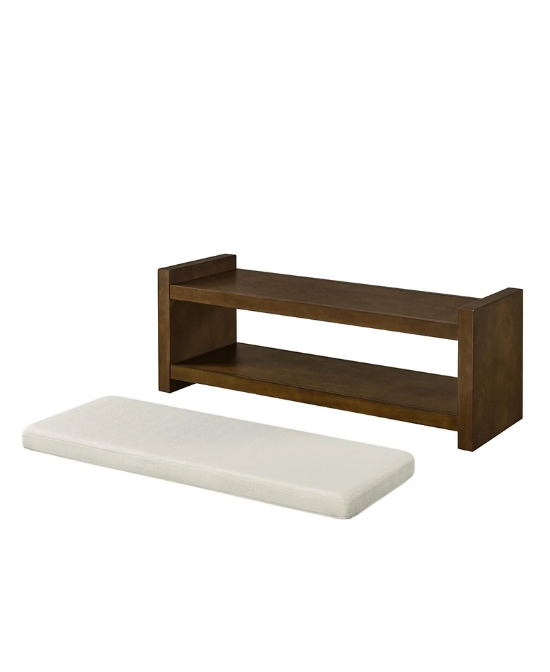 Streamdale Furniture 47" Beige Bench with Shoe Rack & Removable Cushion