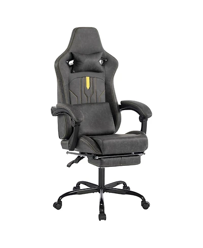 Streamdale Furniture Gaming Chair Massage Lumbar Support Footrest Grey